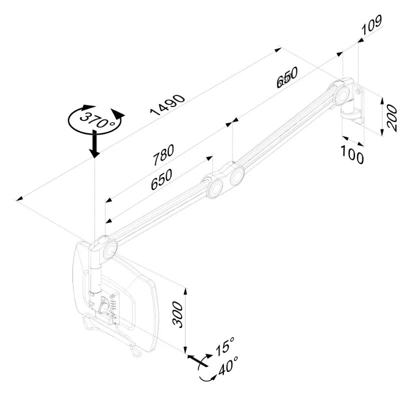 Neomounts  FPMA-HAW200 / Medical Flat Screen Wall Mount (162 cm long/170 cm high) / White