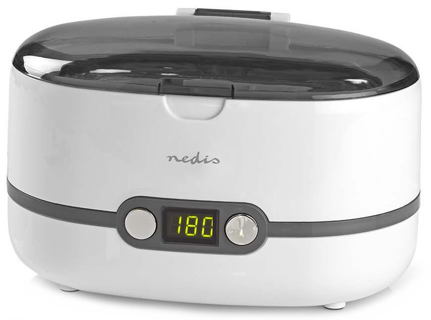 NEDIS ultrazvuková čistička šperků/ 0,6 L/ síťové napájení/ 230 V AC 50 Hz/ bílá (plast)