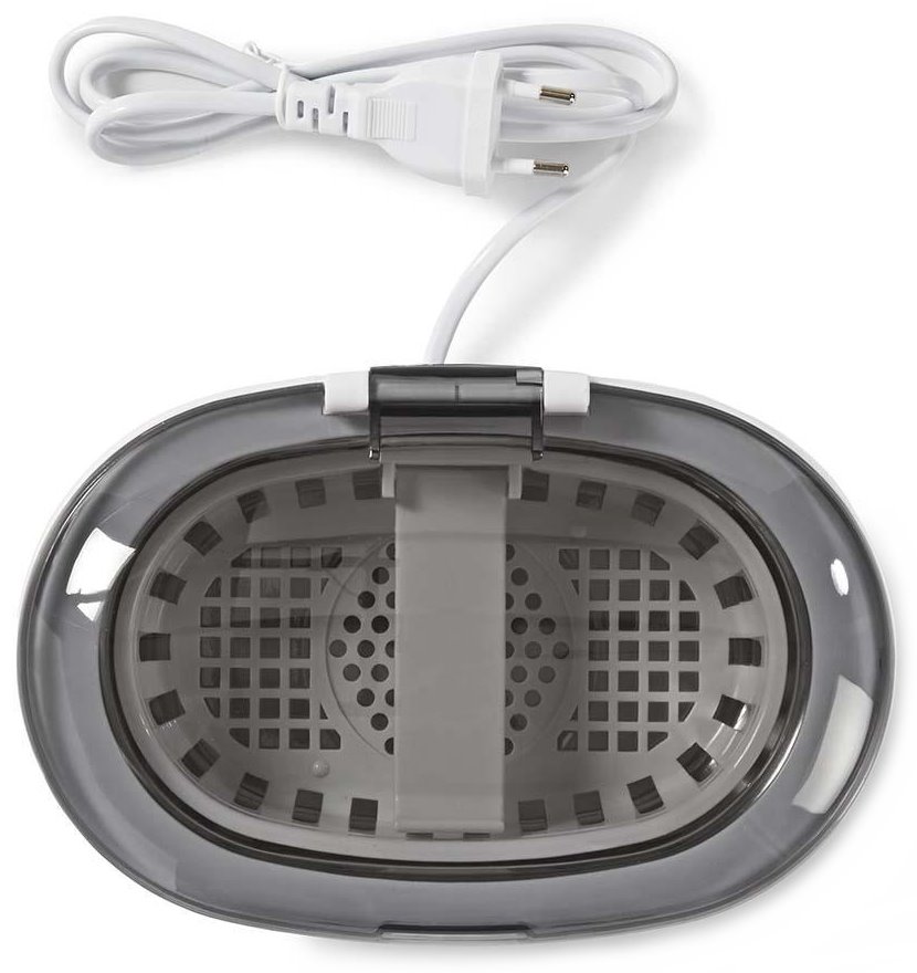 NEDIS ultrazvuková čistička šperků/ 0,6 L/ síťové napájení/ 230 V AC 50 Hz/ bílá (plast)