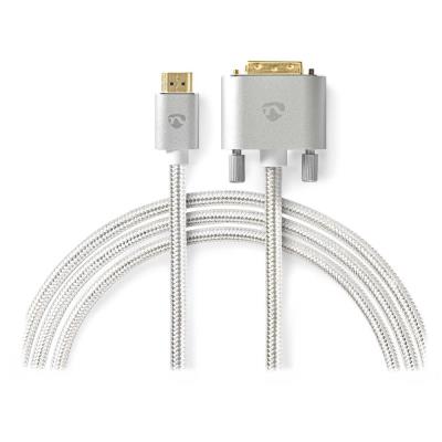NEDIS PROFIGOLD HDMI kabel/ konektor HDMI - DVI-D 24+1 zástrčka/ bavlna/ stříbrný/ BOX/ 2m