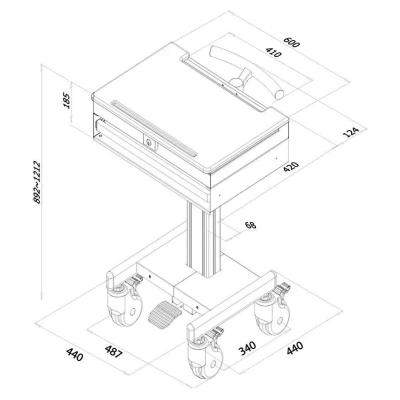 Neomounts  MED-M100 / Mobile Laptop Cart, incl. keyboard & mouse drawer / Creme