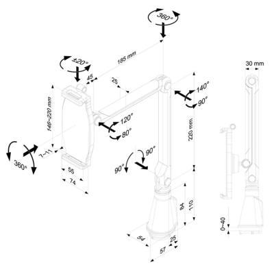 Neomounts  TABLET-D100SILVER / Tablet & Smartphone Arm (universal for all tablets & most smartphones)  / Silver