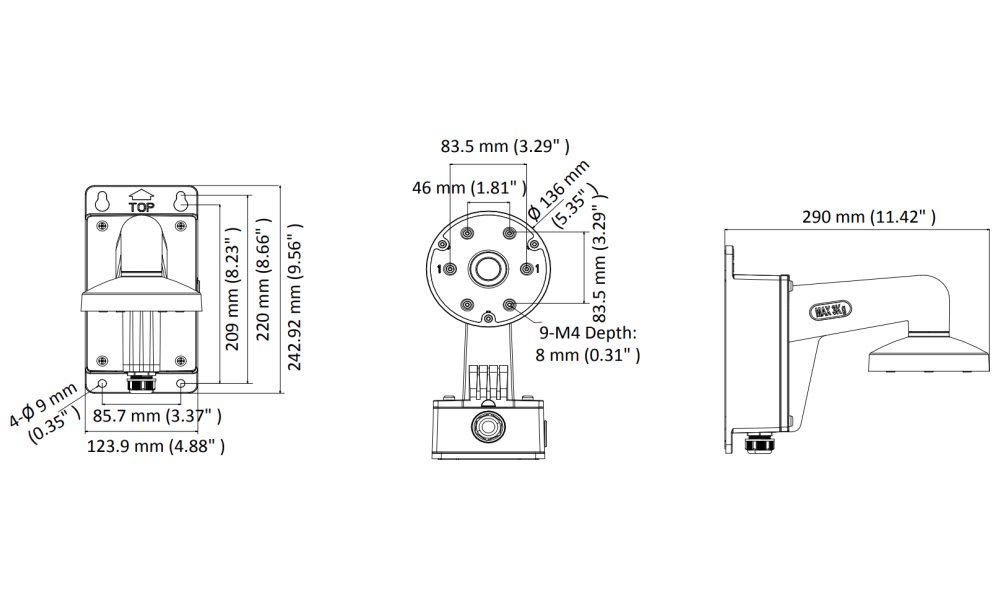 HIKVISION držák pro kameru DS-1473ZJ-135B/ kompatibilní s kamerami serie D6xx