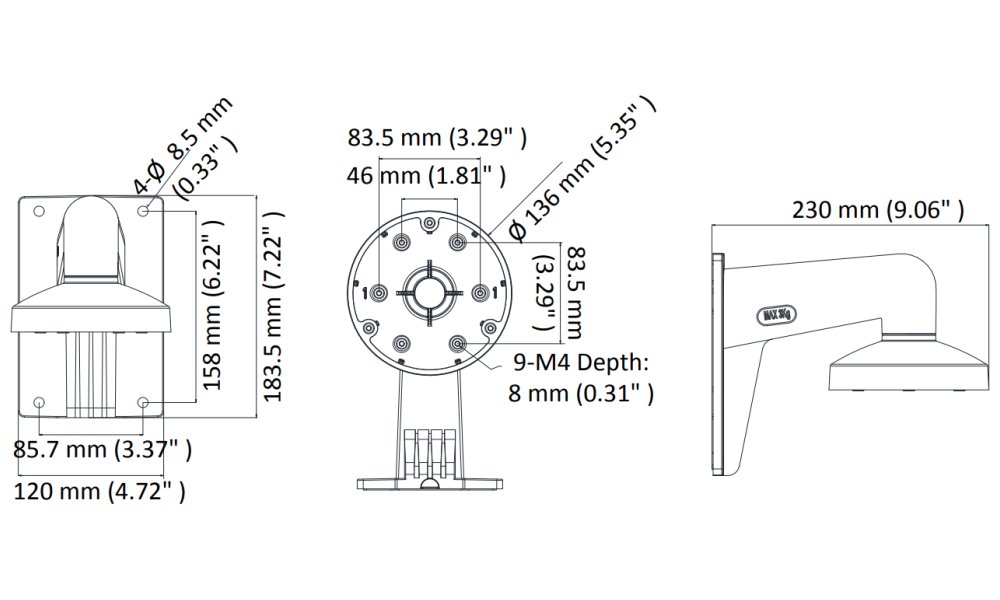 HIKVISION držák pro kameru DS-1473ZJ-135/ kompatibilní s kamerami serie D6xx