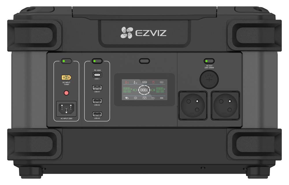 EZVIZ nabíjecí stanice PS1300/ výkon 2000W/ baterie LFP/ kapacita 1324Wh/ 13 portů/ hmotnost 23kg/ černá