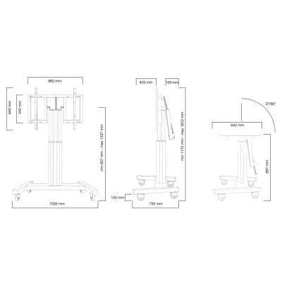 Neomounts  PLASMA-M2500TBLACK / Motorised Mobile Floor Stand (90° tilt) - VESA 200x200 up to 800x600 / Black