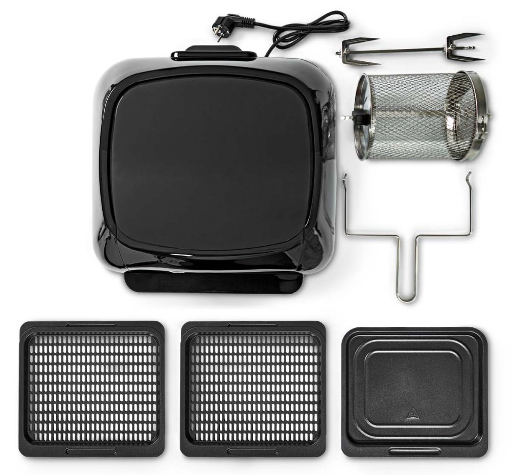 NEDIS multifunkční horkovzdušná fritéza a trouba/ objem 12 L/ 60 min. časovač/ 9 přednastavených programů/ výkon 1500 W