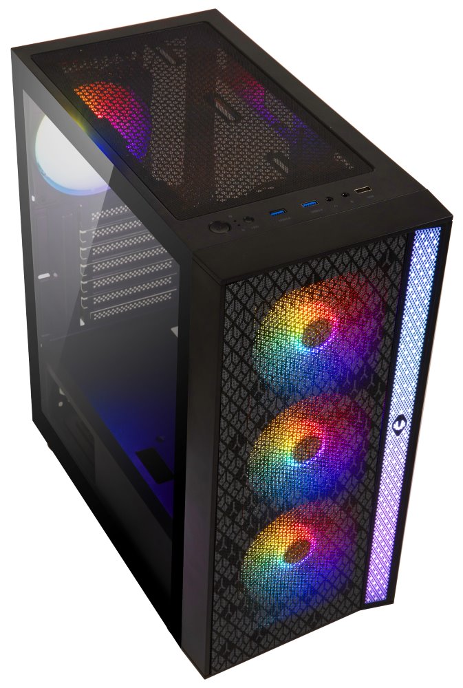 BitFenix skříň Light / ATX / 4x120mm RGB fan / 2xUSB 3.0 / USB 2.0 / tvrzené sklo / černá