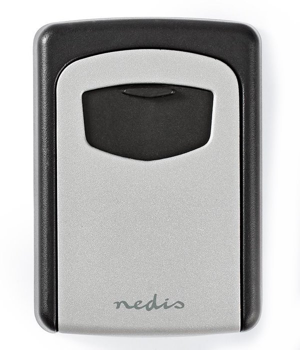 NEDIS trezor na klíče/ kombinace Dial Lock/ 2 klíče/ vnitřní a venkovní/ hliník/ černo-šedý