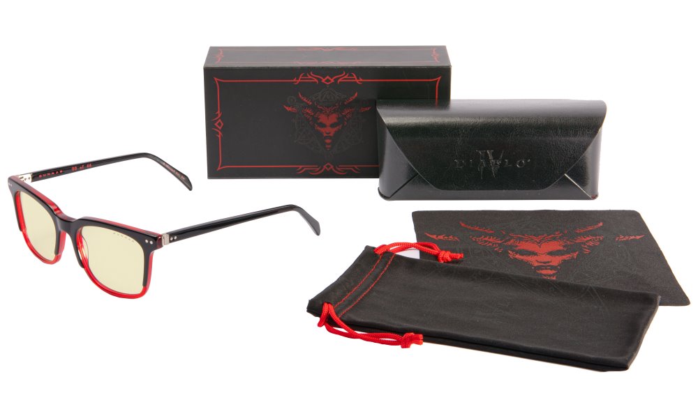 GUNNAR kancelářske/herní brýle DIABLO 4 LILITH COLLECTOR'S EDITION ONYX/RED * jantarová skla * BLF 65 * GUNNAR focus