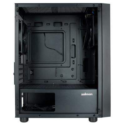 Zalman skříň T3 PLUS / mATX / 2 x 120 mm fan / 2xUSB 2.0 / USB 3.0 / tvrzené sklo / černá