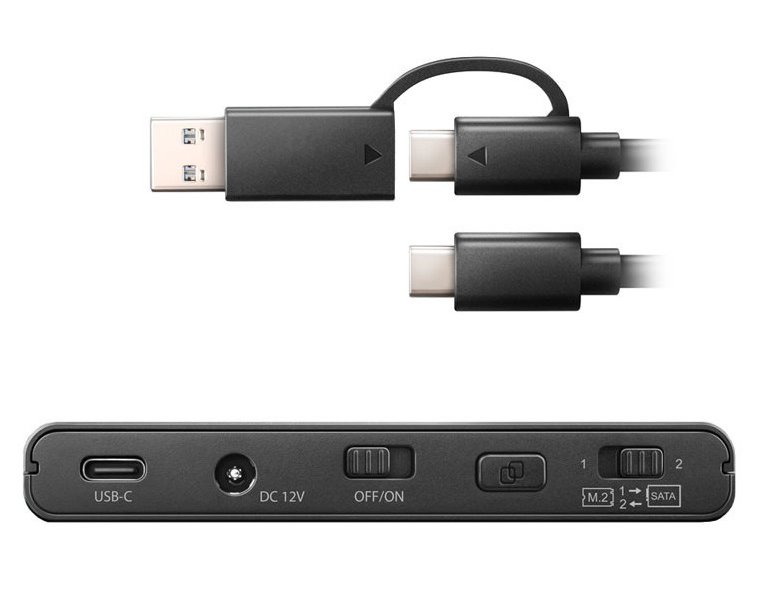 AXAGON kovový box na M.2 NVMe a 2,5" SATA SSD s funkní klonování / ADSA-CC / USB-C 3.2 Gen 2 / kabel 30cm