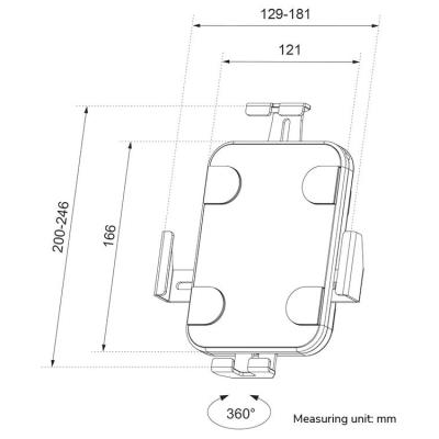 Neomounts WL15-625BL1/Držák tabletu/na stěnu/7,9-11" /VESA 100x100/rotace 360°/tloušťka tabletu 0-8,5mm/černý