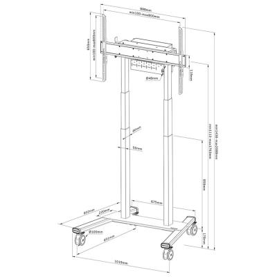 Neomounts FL55-875WH1/Držák displeje/vozík/37-100"/4 kolečka/VESA 800X600/nosn. 110kg/mot. nast.výšky/bílý