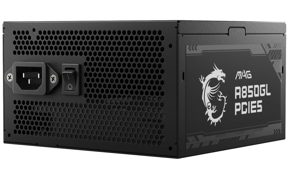 MSI zdroj MAG A850GL PCIE5/ 850W/ ATX3.1/ akt. PFC/ 7 let celk. záruka/ 120mm fan/ modulární kabeláž/ 80PLUS Gold