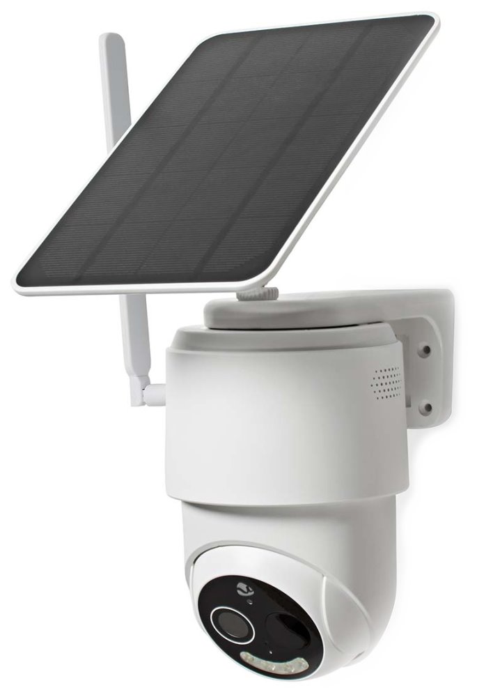 NEDIS IP kamera 4G solární/ venkovní/ IP65/ Wi-Fi/ 1080p/ PIR senzor/ USB-C/ microSD/ noční vidění/ Android/ iOS/ bílá