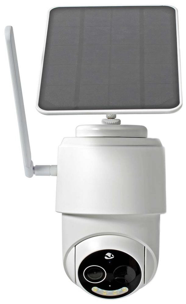 NEDIS IP kamera 4G solární/ venkovní/ IP65/ Wi-Fi/ 1080p/ PIR senzor/ USB-C/ microSD/ noční vidění/ Android/ iOS/ bílá