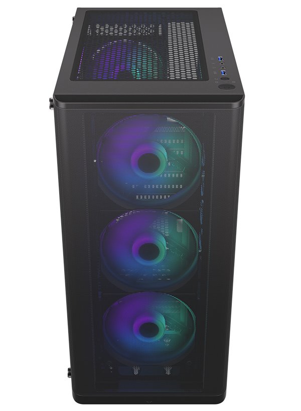 Endorfy skříň Ventum 200 ARGB/ 4x120mm ARGB PWM fan / 2xUSB / tvrzené sklo / černá