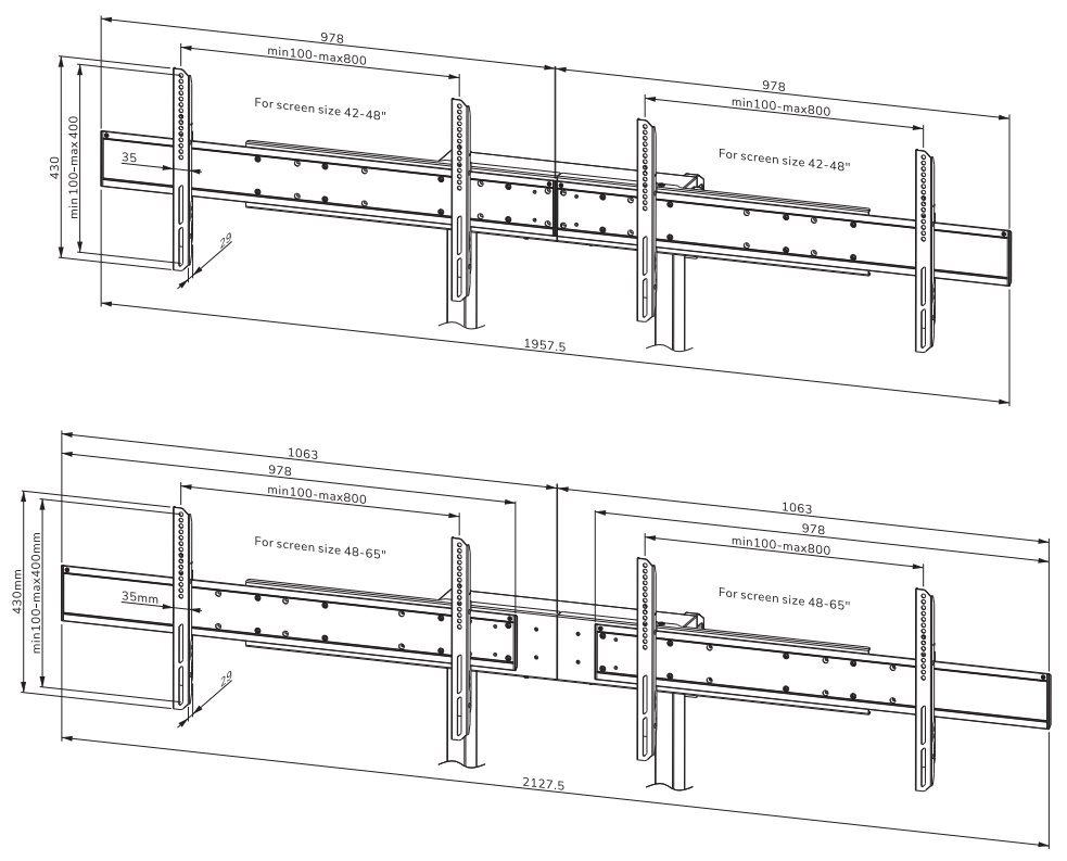 Neomounts ADM-875WH2/Adaptér pro 2 displeje pro FL55-875WH1 and WL55-875WH1/42-65"/VESA 800x400/bílý