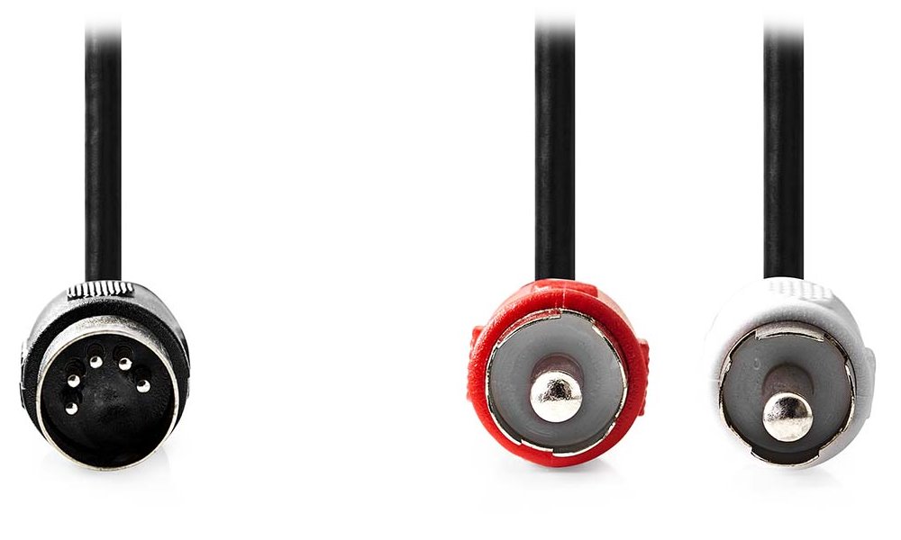 NEDIS redukční audio kabel DIN/ 5pin zástrčka DIN - 2× zástrčka RCA/ černý/ bulk/ 1m