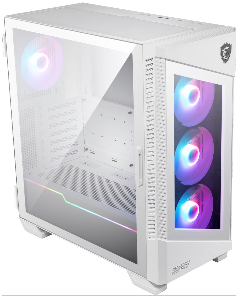 MSI skříň MPG VELOX 100R WHITE/ bez zdroje/ levé temperované sklo/ 4x ARGB 120 mm fan/ 1x USB3.1 Type-C/ 2x USB3.0/ bílá