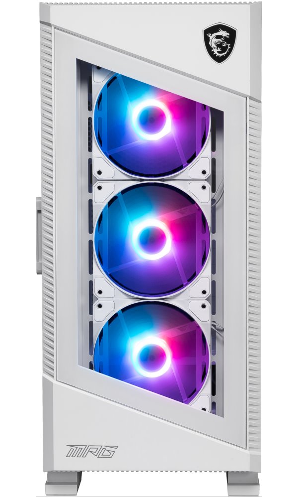 MSI skříň MPG VELOX 100R WHITE/ bez zdroje/ levé temperované sklo/ 4x ARGB 120 mm fan/ 1x USB3.1 Type-C/ 2x USB3.0/ bílá