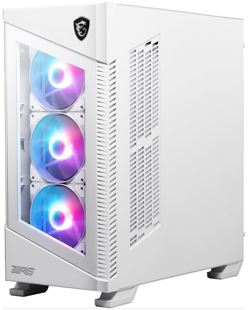 MSI skříň MPG VELOX 100R WHITE/ bez zdroje/ levé temperované sklo/ 4x ARGB 120 mm fan/ 1x USB3.1 Type-C/ 2x USB3.0/ bílá