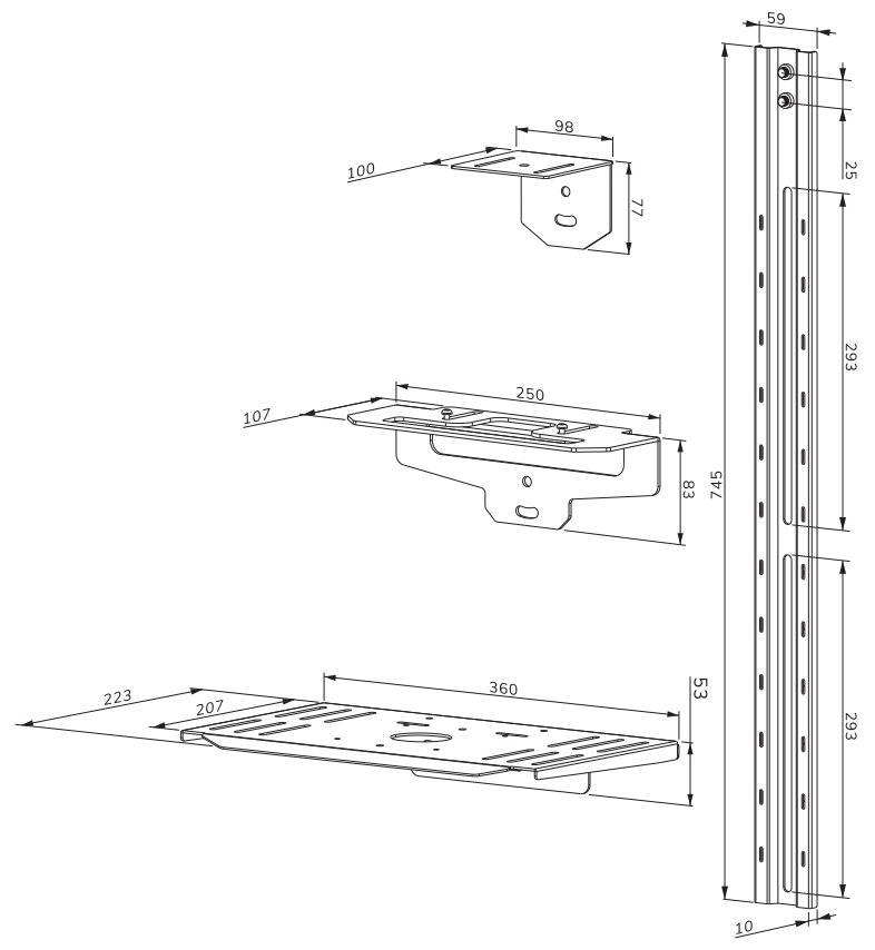 Neomounts Select AV1-825BL/Držák kamery a multimedia police pro FL50S-825BL1/nosn. 9kg/Bose ad./černý