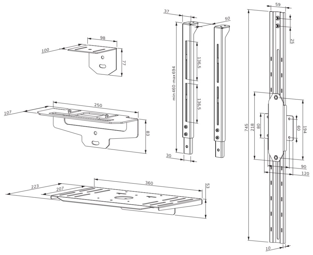 Neomounts AV1-875BL/Držák kamery a multimedia police pro FL55-875BL1 a WL55-875BL1/nosn. 9kg/Bose ad./černý