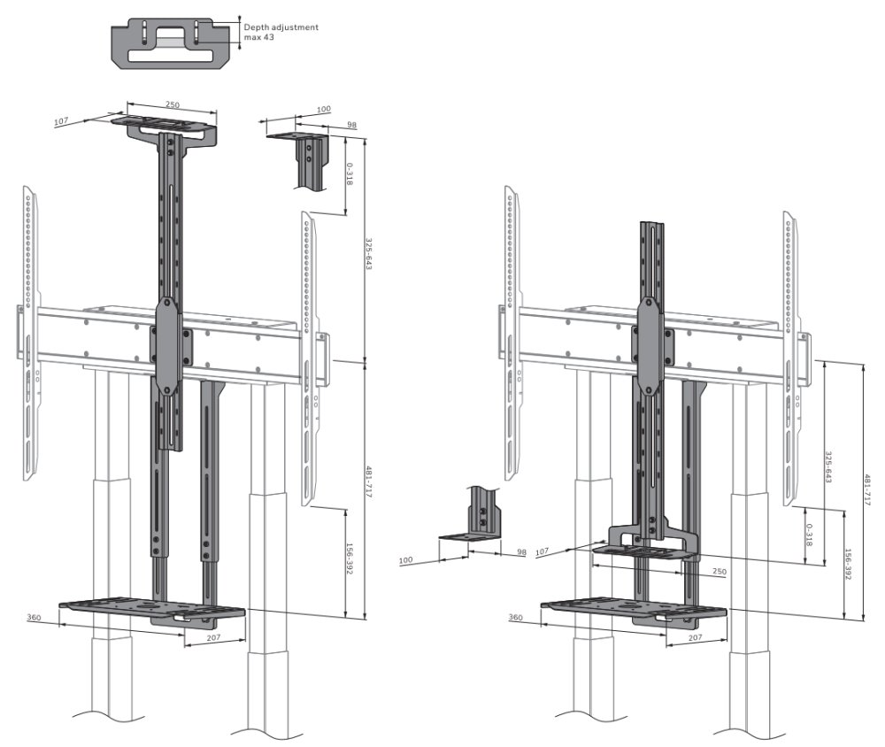 Neomounts AV1-875BL/Držák kamery a multimedia police pro FL55-875BL1 a WL55-875BL1/nosn. 9kg/Bose ad./černý