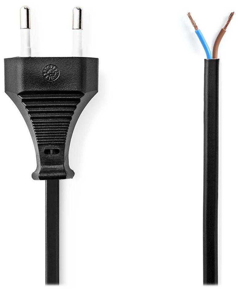 NEDIS napájecí kabel/ Euro zástrčka - otevřený/ přímý/ černý/ bulk/ 3m