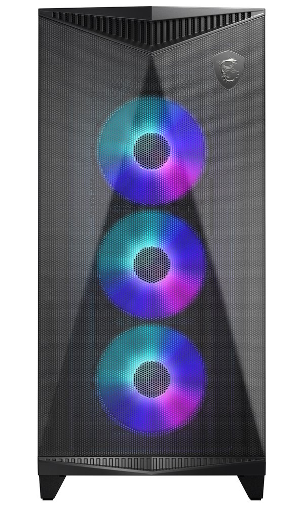 MSI skříň MPG GUNGNIR 300R AIRFLOW/ bez zdroje/ levé temperované sklo/ 4x 120 mm A-RGB fan/ 1x USB-C/ 2x USB3.2/ černá