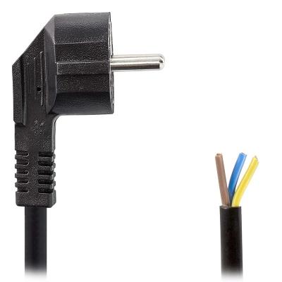 NEDIS napájecí kabel/ Typ F zástrčka - otevřený/ přímý/ úhlový/ černý/ bulk/ 3m