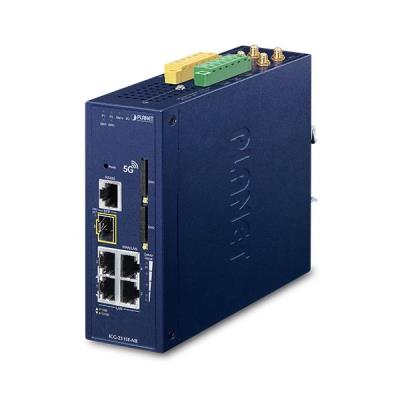 Planet dual 5G/LTE bezpečnostní brána, 2xWAN + 3xLAN/1xSFP, DI/DO, GPS, DIN, IP30, -40/+75°C, dual 9-54VDC