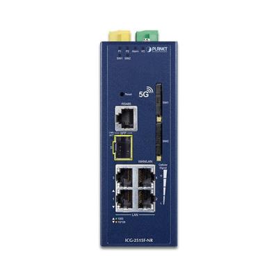 Planet dual 5G/LTE bezpečnostní brána, 2xWAN + 3xLAN/1xSFP, DI/DO, GPS, DIN, IP30, -40/+75°C, dual 9-54VDC