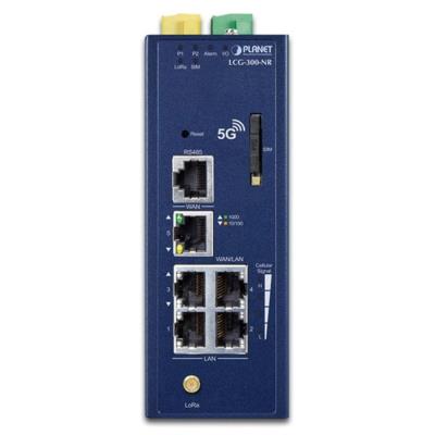 Planet LCG-300-NR IoT LoRaWAN průmyslová brána, 5G/4G, 5x LAN 1Gb, DIN, IP30, -40/+75C, 9-54VDC