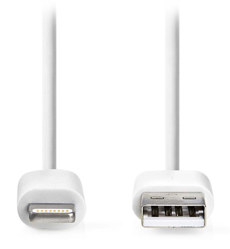 NEDIS synchronizační a nabíjecí kabel/ Apple Lightning 8-pin zástrčka - USB A zástrčka/ bílý/ bulk/ 1m