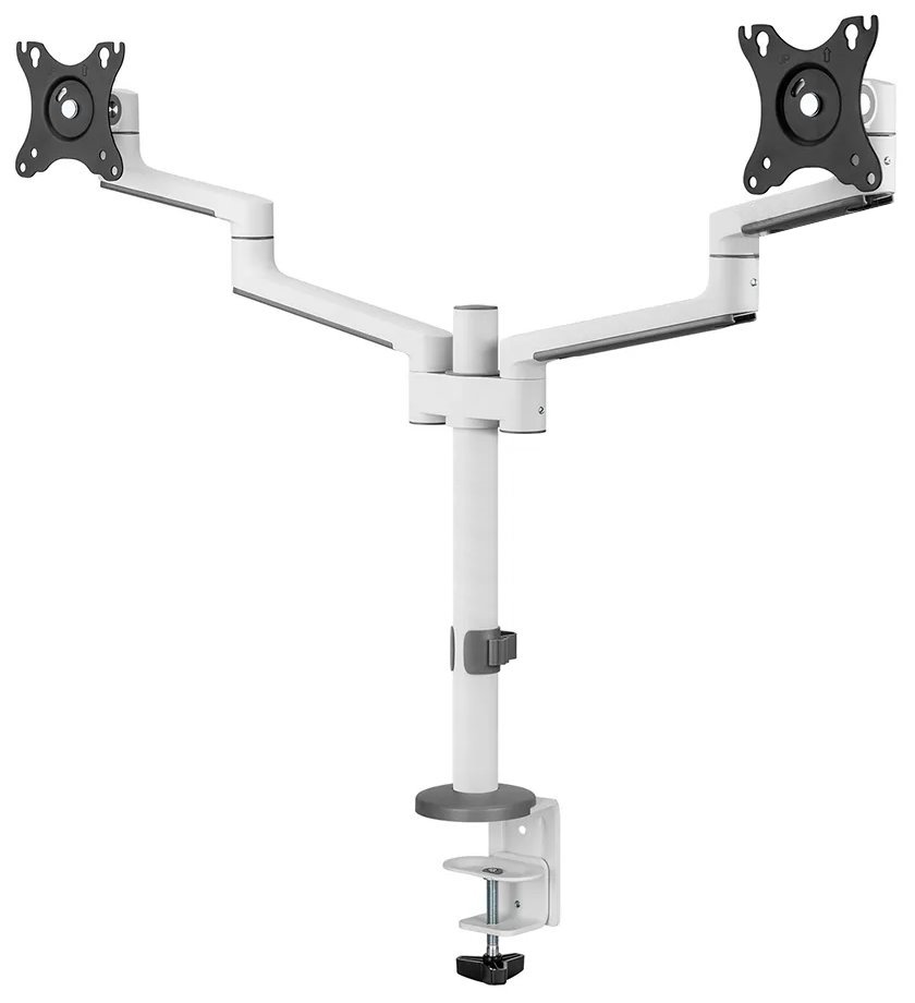 Neomounts DS60-425WH2 /Držák displeje/na stůl/17-27"/svorka+průchodka/3čepy/VESA 100X100/nosn.2x8kg/2 displeje/bílý