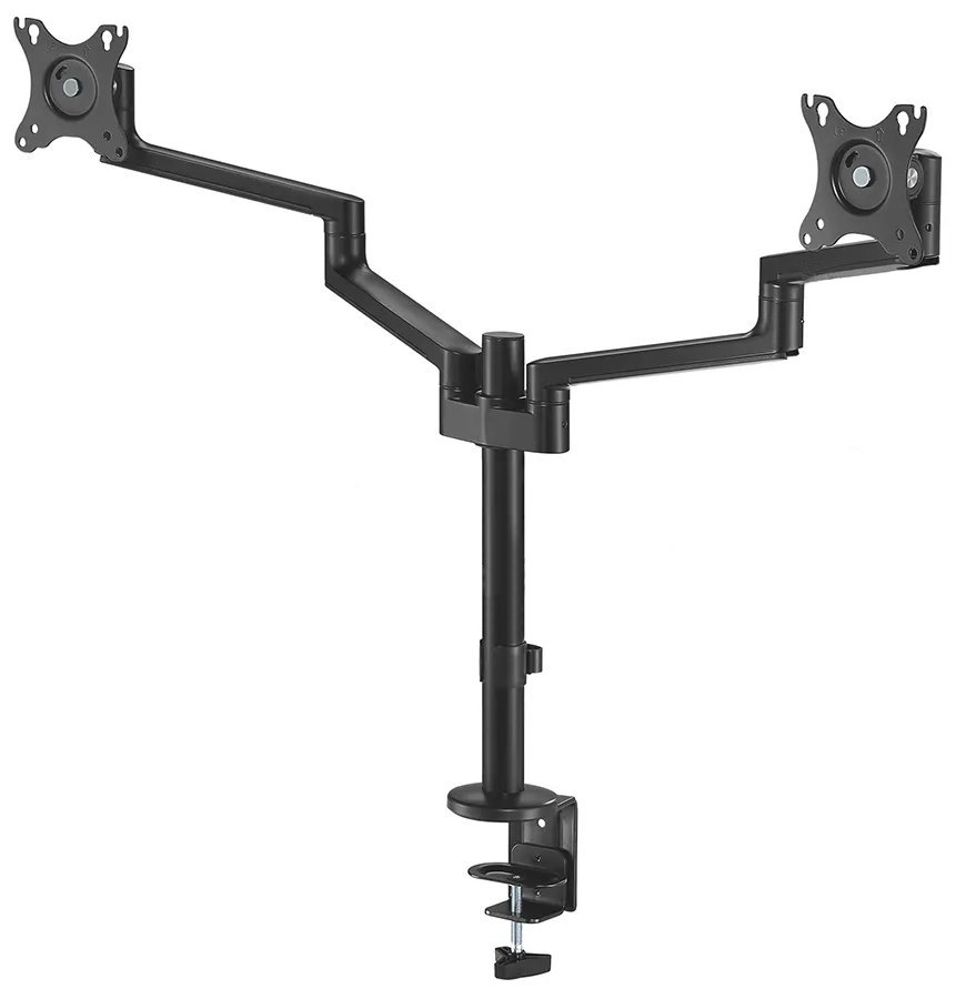 Neomounts DS60-425BL2 /Držák displeje/na stůl/17-27"/svorka+průchodka/3čepy/VESA 100X100/nosn.2x8kg/2 displeje/černý