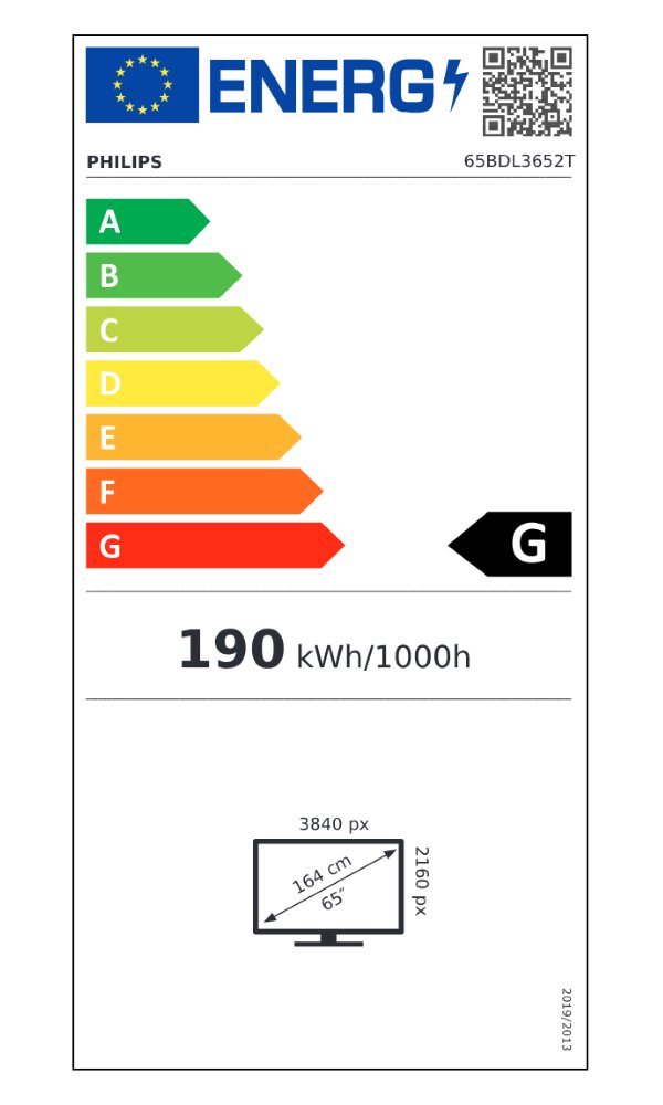 PHILIPS displej 65" 65BDL3652T/00 / T-Line/ IPS/ 4K UHD/20 bodů/ 9ms/ 1300:1/ HDMI, DVI,DP, RS232, RJ45, USB