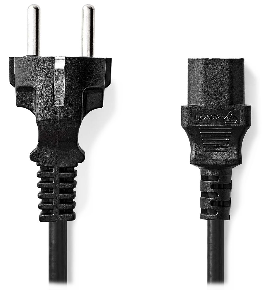 NEDIS napájecí kabel 230V/ přípojný 10A/ konektor IEC-320-C13/ přímá zástrčka Schuko/ černý/ bulk/ 5m