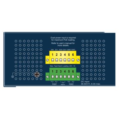 Planet IGS-6325-4UP2X průmyslový L3 switch, 4x2.5Gb, 2x10Gb SFP+, PoE 802.3bt 360W, 48-54VDC, -40~75°C, IP30, fanless