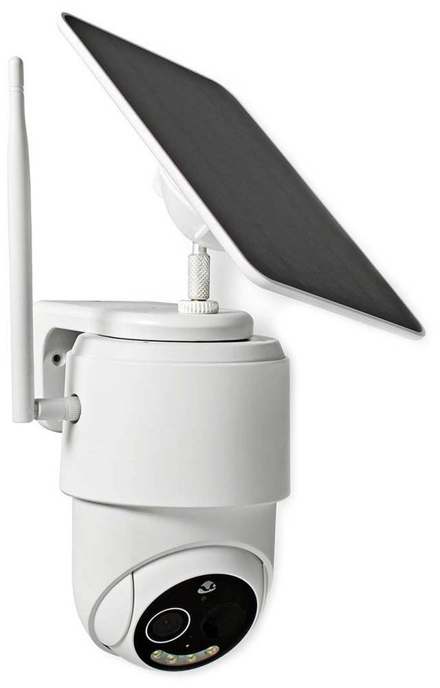 NEDIS IP kamera solární/ venkovní/ IP65/ Wi-Fi/ 1080p/ PIR senzor/ USB-C/ microSD/ noční vidění/ Android/ iOS/ bílá