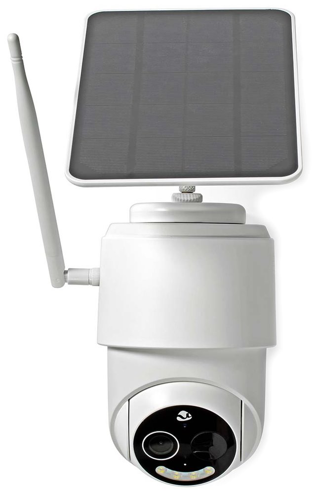 NEDIS IP kamera solární/ venkovní/ IP65/ Wi-Fi/ 1080p/ PIR senzor/ USB-C/ microSD/ noční vidění/ Android/ iOS/ bílá
