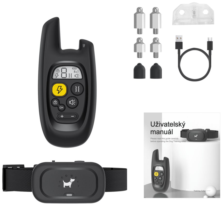 HELMER elektronický výcvikový obojek pro psy TC 400/ dosah 400 m/ IP67/ šířka obojku 2 cm/ délka obojku 70 cm