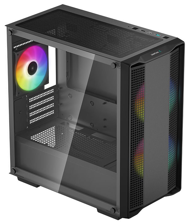 DEEPCOOL skříň CC360 ARGB / MiniITX / 3x120 ARGB fan / USB 2.0 / USB 3.0 / tvrzené sklo / černá