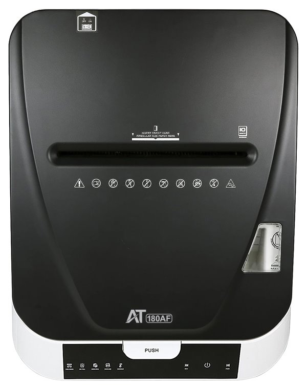 AT skartovač AT-180AF/ řez 2x12 mm/ pracovní síře 220 mm/ kapacita 192 listů/ objem koše 32 l/ stupeň utajení P5/ šedo-b