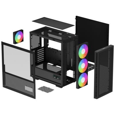 DEEPCOOL skříň CH560 Digital / MidT/ 3x140 a 120mm ARGB fan / USB 3.0 / USB-C/ tvrzené sklo / digitální displej / černá