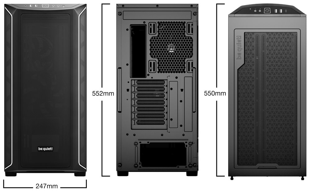 Be quiet! skříň SHADOW BASE 800DX / ARGB / 3x140mm fan / USB-C / 2xUSB 3.0 / tvrzené sklo / černá
