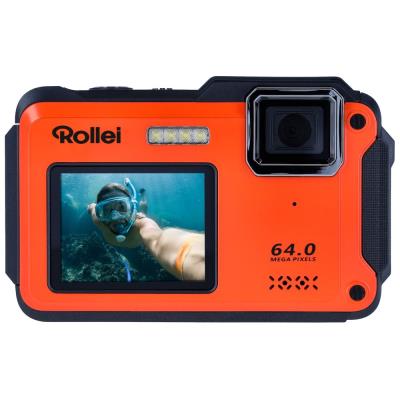 Rollei Sportsline 64 Selfie/ 64 MPix/ 16x zoom/ 2,8" LCD+ 2"LCD/ 4K video/ Voděodolný 5m/ Oranžový